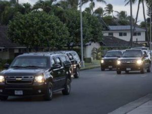 طائرة بدون طيار تحلق فوق موكب اوباما في هاواي
