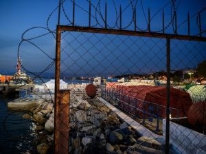Tents are made ready for refugees on April 3, 2016 at the port of Dikili district in the city of Izmir on the Aegean coast. (AFP/Ozan Kose)