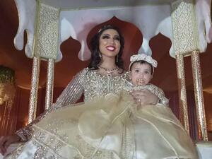 دنيا بطمة من حفل عقيقة ابنتها بحسب ما نشرت على منصات التواصل الاجتماعي