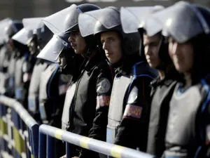 Dozens of policemen in northern Egypt protested for better incentives and occupational hazard compensation. (AFP/File)