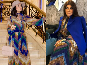 Diana Haddad wore a dress early February, and Elham Al Fadala recently wore the same dress while attending an event in Kuwait. (Source: elhamalfadalah - dianahaddadofficial - Instagram)