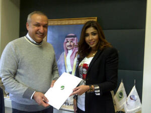 Arwa during signing of contract