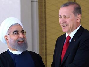 Turkish President Recep Tayyip Erdogan (R) shakes hands with his Iranian counterpart Hassan Rouhani during an official welcoming ceremony at the presidential complex in Ankara on April 16, 2016. (Adem Altan/ AFP) Turkish President Recep Tayyip Erdogan (R) shakes hands with his Iranian counterpart Hassan Rouhani during an official welcoming ceremony at the presidential complex in Ankara on April 16, 2016. (Adem Altan/ AFP)