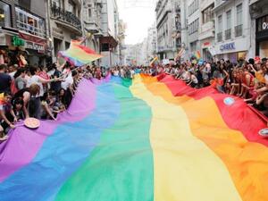 Demonstrators at a gay pride march in Istanbul. (AFP/File)