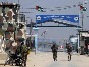 Hamas security forces stand guard at Erez border crossing with Israel on March 26, 2017. (AFP/Mahmud Hams)  Hamas security forces stand guard at Erez border crossing with Israel on March 26, 2017. (AFP/Mahmud Hams)