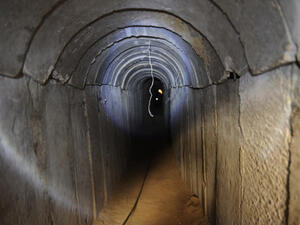 A view of a tunnel reportedly dug by Palestinians beneath the border between the Gaza Strip and Israel, uncovered by Israeli troops on Oct. 13, 2013. (AFP/David Buimovitch) 