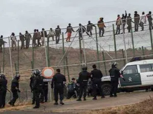 نجح المهاجرون في اقتحام الابواب في نقطتين من السياج البالغ ارتفاعه ستة امتار