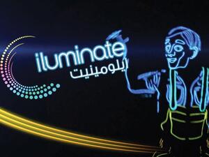 The worldwide visual “iLuminate” specializes in the field of entertainment technology that combines state-of-the-art technology with entertainers wearing lit costume and performing in the dark to create the ultimate performing art experience. (Arab News)