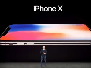 Apple CEO Tim Cook speaks about the new iPhone X during a media event at Apple's new headquarters in Cupertino, California, on September 12, 2017. (Josh Edelson/ AFP)