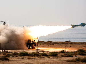 An Iranian long-range shore-to-sea missile called Qader (Capable). (AFP/Ebrahim Norouzi)