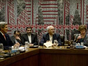 The five permanent members of the United Nations Security Council plus Germany meet with Iran over their nuclear program. (Image credit: AFP)