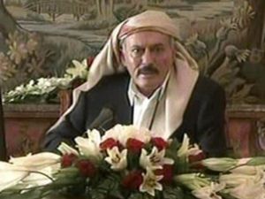 
لقطة عن التلفزيون للرئيس اليمني علي عبدالله صالح