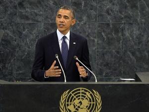 President Obama has said at the UN General Assembly that he is encouraged by Iranian President Rouhani's moderate overtures. (Image credit: AFP)
