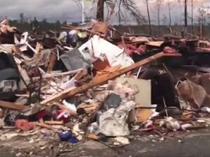 خلف الإعصار دمارا أتى على المباني والسيارات واقتلع أعدادا كبيرة من الأشجار 