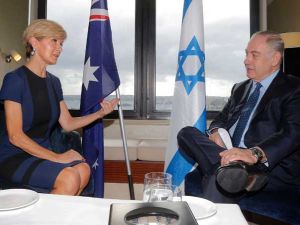 نتنياهو خلال اجتماعه مع وزيرة الخارجية الاسترالية، جولي بيشوب