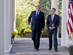President Donald Trump and Jerome Powell, governor of the U.S. Federal Reserve and Trump's nominee for chairman of the Federal Reserve, walk to a nomination announcement in the Rose Garden of the White House in Washington, on November 2, 2017. (Saul Loeb/ AFP) President Donald Trump and Jerome Powell, governor of the U.S. Federal Reserve and Trump's nominee for chairman of the Federal Reserve, walk to a nomination announcement in the Rose Garden of the White House in Washington, on November 2, 2017. (Saul Loeb/ AFP)