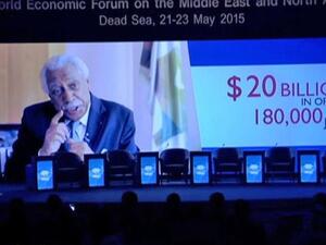 In this video screened during the WEF 2015, Amman Mayor Aqel Biltaji speaks about investment opportunities in Jordan. (Courtesy of JT)