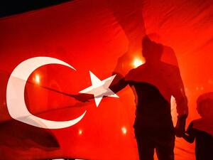 Pro-Erdoğan supporters in Taksim square in Istanbul on Saturday after the failed coup attempt. (Photograph: Bulent Kilic/AFP)