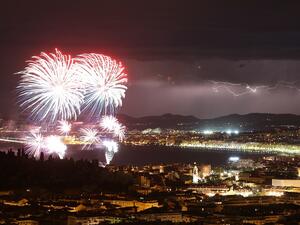 Revelers had been watching the annual Bastille Day fireworks display, which this year was accompanied by lightning, when the attacker struck.
 (AFP / Valery Hache)