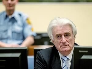 Bosnian Serb wartime leader Radovan Karadzic sits in the courtroom for the reading of his verdict at the International Criminal Tribunal for Former Yugoslavia (ICTY) in The Hague, on March 24, 2016. (AFP/Robin van Lonkhuijsen)