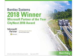 Bentley Systems was recognized for providing outstanding solutions and services in the CityNext Partner of the Year category.