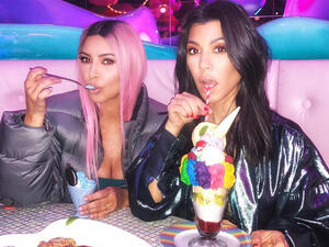 Tuesday saw the sisters in the hotseat together ther (Source: kourtneykardash / Instagram ) 