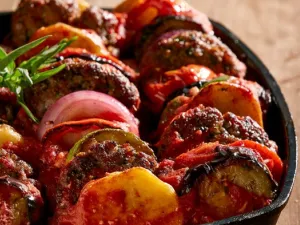 صينية الكفتة المشوية مع الخضار