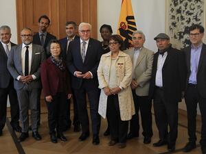 الرئيس الألماني فرانك فالتر شتاينماير خلال لقائه مع ممثلي جمعيات المهاجرين