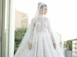 تأنقت لارا اسكندر بفستان زفاف خيالي من تصميم زهير مراد