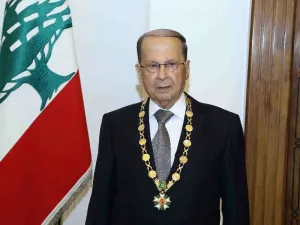 Lebanese President Michel Aoun posing with the presidential medal at the presidential palace of Baabda, east of Beirut on October 31, 2016. (AFP/File)