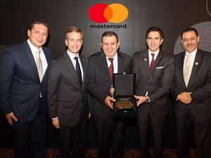 Khalid Elgibali, Division President; Basel Eltell, General Manager, Saudi Arabia and Levant Cluster; Dr. Ziad Fariz, Governor of the Central Bank of Jordan; Timothy Murphy, General Counsel and Chief Franchise Officer; and Mohammed Qadadeh, Country Manager for Jordan, during the opening ceremony. 