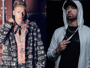 Machine Gun Kelly disses Eminem (Source: machinegunkelly , Eminem / Instagram ) 