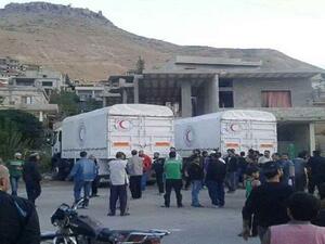 ICRC aid trucks in Madaya. (Twitter)