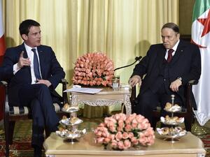 French Prime Minister Manuel Valls meets Algerian President Abdelaziz Bouteflika at his residence during an official visit on April 10, 2016 in Zeralda, a suburb of the capital. (AFP/Eric Feferberg)