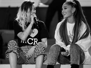 Miley and Ariana Performed together last year at the One Love Manchester concert (Source: arianagrande / Instagram ) 