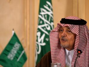 Saudi Arabia’s Foreign Minister Prince Saud al-Faisal speaks to reporters during a visit to Pakistan on Tuesday, Jan. 8, 2014. [AFP]