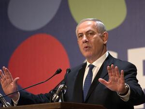 Israeli Prime Minister Benjamin Netanyahu talks to the foreign press during the annual press conference for the New Year on January 16, 2014 in Jerusalem. [AFP]