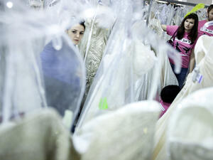 Bride-shopping, not as you thought. Before getting to this stage of Bridal dress frenzy, the bride needs to be found, or in this case 'shopped around for'.