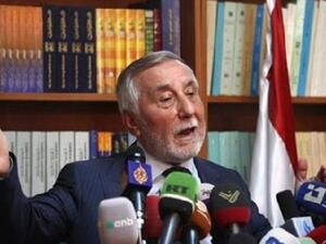 Syrian ambassador Bahjat Suleiman at a press conference in Amman last month. Photo courtesy of The Jordan Times