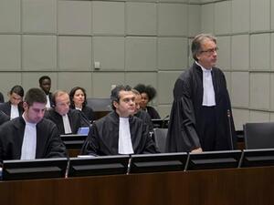 Defense lawyers for Salim Ayyash at the Special Tribunal of Lebanon, Monday, Oct. 1, 2012. [The Daily Star]