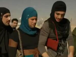 A still from the controversial Israeli Samsung Galaxy Tablet advert. Apparently, these buffoons are meant to be Mosaad agents. Plausibility is not the advert's strong point.