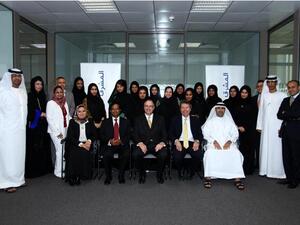 Douglas Beckett,  Head of Retail Banking Group - Mashreq, with the graduates in Abu Dhabi.