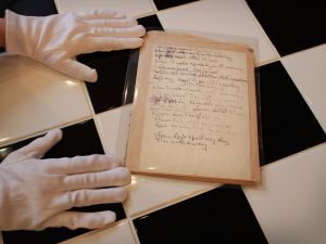 A handwritten lyrics by the famous musician John Lennon.