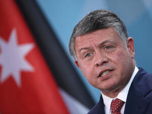 King Abdullah of Jordan talks to the international media.