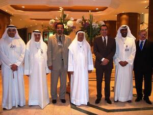 Haitham Nassar, Ramses Hilton General Manager and Medhat Samir, Director of Business Development with the delegation upon their arrival to the hotel
