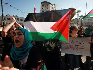 Palestinian women peacefully demonstrated on International Women's Day, only to be met with tear gas from Israeli soldiers. (AFP/File)