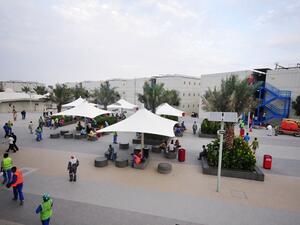 Shaded community areas are an integral part of the design of Saadiyat Construction Village
