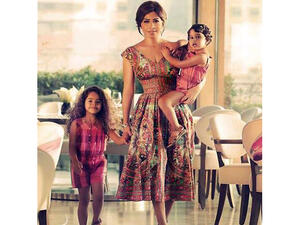 Singer Sherine Abdel Wahab with her two daughters Mariam and Hana. (Image: Facebook)