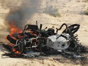 The burned remains after Egyptian security forces moved into the Sinai earlier this month