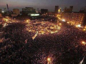Stocks are sliding in Egypt after large protests across the country yesterday